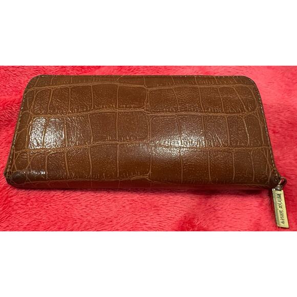 Anne Klein Women’s Wallet Brown Croc Embossed Faux Leather Zip Around - Picture 2 of 12